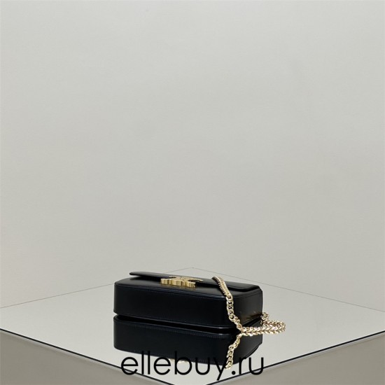 Celine Triomphe Gold Clasp Black Full Leather Chain Underarm Bag Hardware Model: 197993 Size: 20.5x10.5x4cm