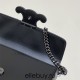 Celine Triomphe Canvas Chain Underarm Bag Embossed Black So Black Gold Hardware Model: 197943 Size: 20.5x10.5x4cm