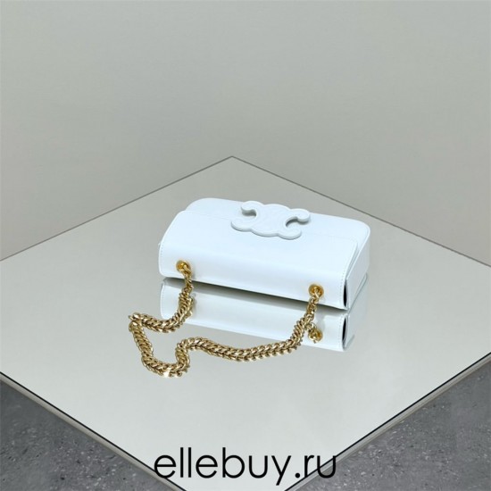 Celine Triomphe Canvas Chain Underarm Bag Embossed White Gold Hardware Model: 197943 Size: 20.5x10.5x4cm