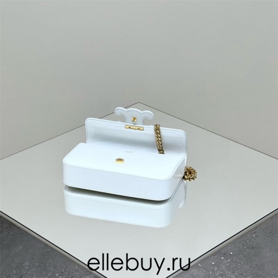 Celine Triomphe Canvas Chain Underarm Bag Embossed White Gold Hardware Model: 197943 Size: 20.5x10.5x4cm