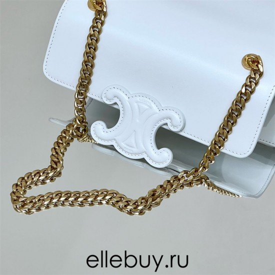 Celine Triomphe Canvas Chain Underarm Bag Embossed White Gold Hardware Model: 197943 Size: 20.5x10.5x4cm