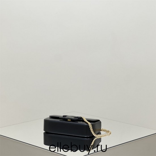 Celine Triomphe Canvas Chain Underarm Bag Embossed Black Gold Hardware Model: 197943 Size: 20.5x10.5x4cm