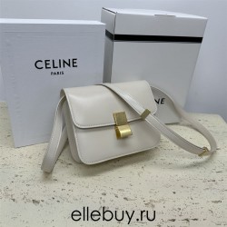 Celine Teen Box Polished Calfskin White Gold Hardware 18x15x6cm