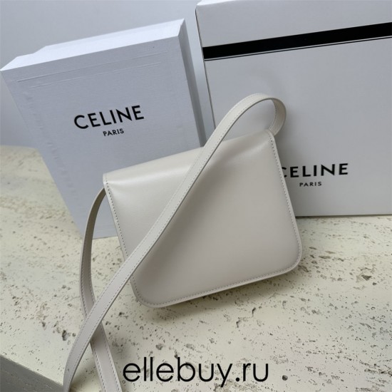 Celine Teen Box Polished Calfskin White Gold Hardware 18x15x6cm