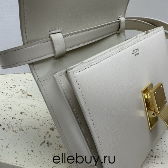 Celine Teen Box Polished Calfskin White Gold Hardware 18x15x6cm