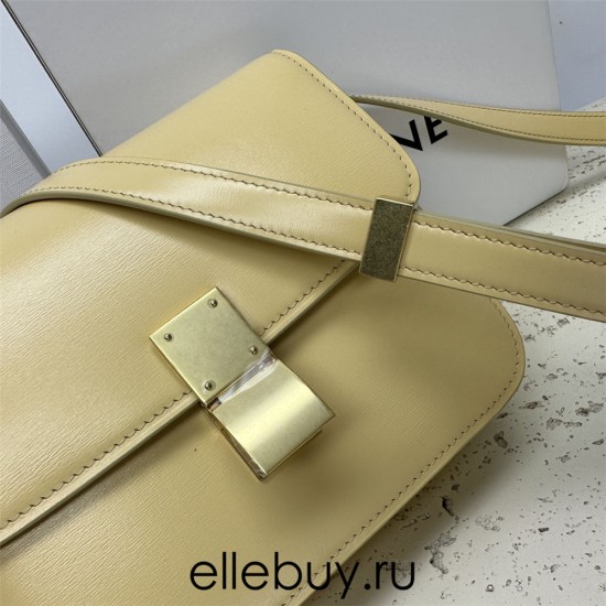 Celine Teen Box Polished Calfskin Light Yellow Gold Hardware 18x15x6cm