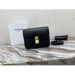 Celine Teen Box Polished Calfskin Black Gold Hardware 18x15x6cm