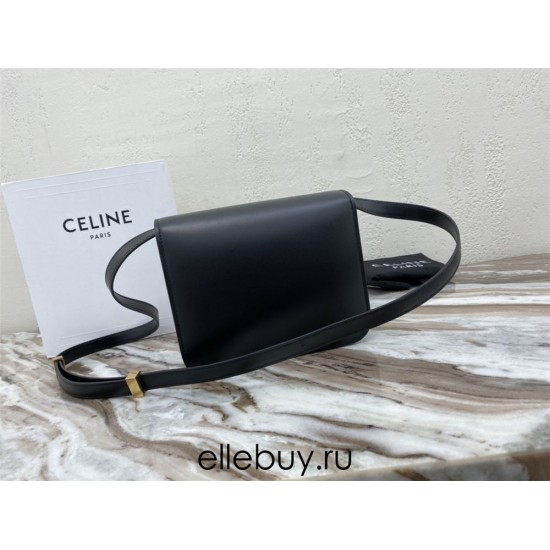 Celine Teen Box Polished Calfskin Black Gold Hardware 18x15x6cm