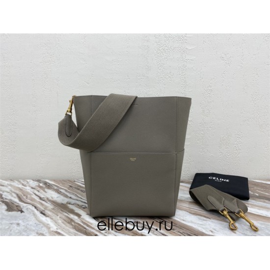 Celine SEAU SANGLE Large Grained Calfskin Grey 23 x 33 x 17cm