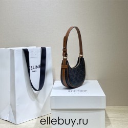 Celine Canvas Mini Ava Triomphe Canvas Brown Gold Hardware Model: 101602 Size: 16x8.5x4cm