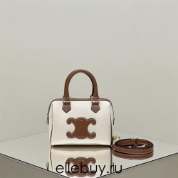 Celine Voyage Triomphe White Brown Model: 197583 Size: 19.5x14x7cm