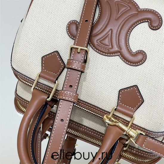 Celine Voyage Triomphe White Brown Model: 197583 Size: 19.5x14x7cm