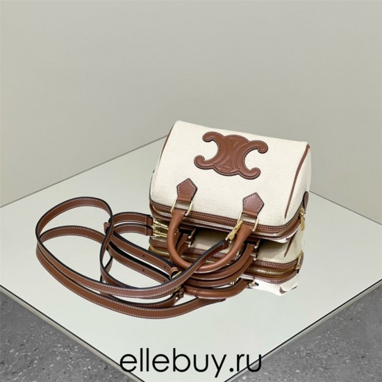 Celine Voyage Triomphe White Brown Model: 197583 Size: 19.5x14x7cm