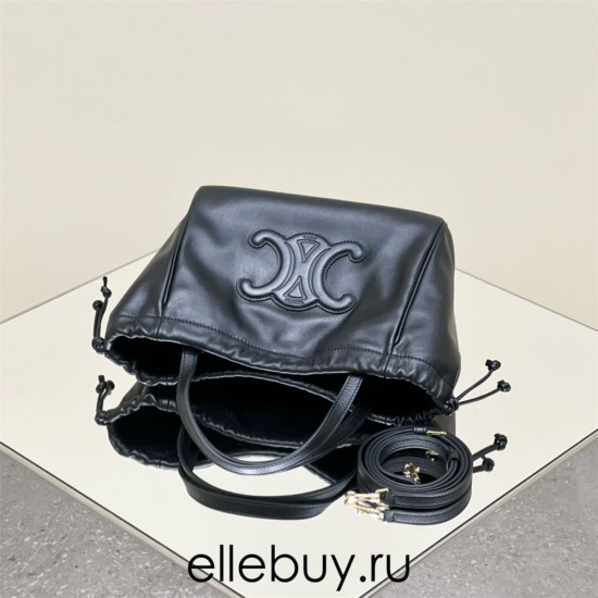 Celine Cabas Tote Black Full Leather Model: 111013 Size: 22x17x15cm