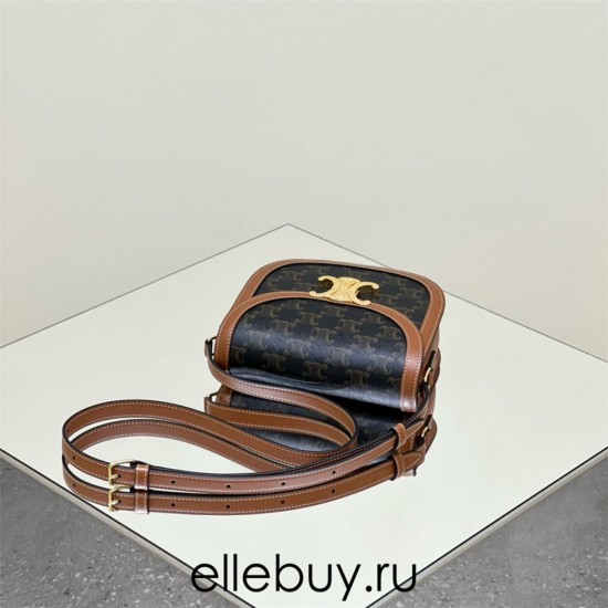 Celine Teen Besace Saddle Triomphe Canvas Model: 110962 Size: 18.5x16x6cm