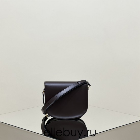 Celine Teen Besace Black Full Leather Triomphe Canvas Model: 110962 Size: 18.5x16x6cm