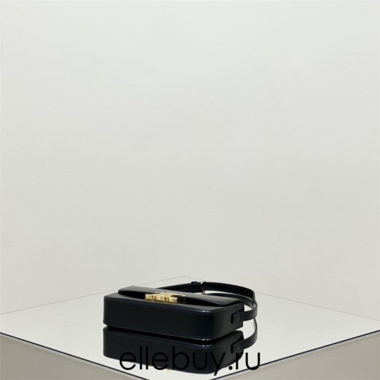 Celine Triomphe Shoulder Bag Black Full Leather Gold Hardware Model: 194143 Size: 20x10x4cm