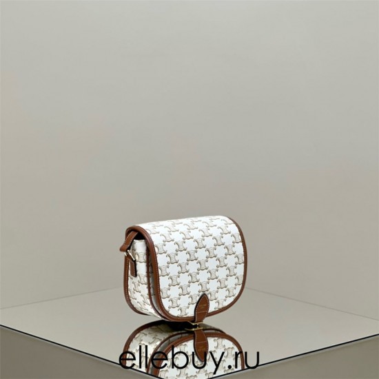 Celine Triomphe Canvas Folco White Model: 191502 Size: 18x17x6.5cm