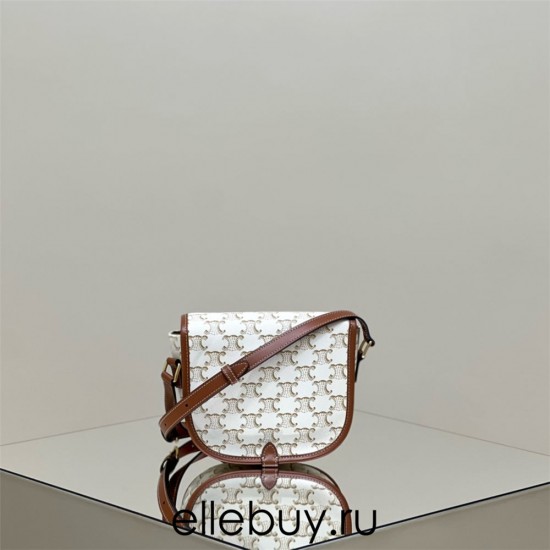 Celine Triomphe Canvas Folco White Model: 191502 Size: 18x17x6.5cm