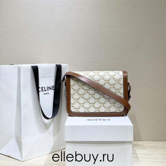 Celine Triomphe Canvas Teen Box Medium 22.5 White Model: 191242 22.5x16.5x7.5cm