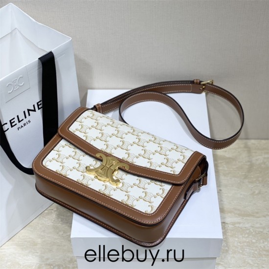 Celine Triomphe Canvas Teen Box Medium 22.5 White Model: 191242 22.5x16.5x7.5cm