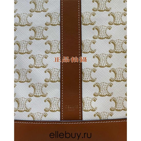 Celine Triomphe Canvas Small 30 Bucket White Brown Model: 191442 Size: 30x22x13cm