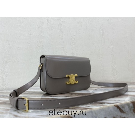 Celine Triomphe Canvas Teen Box Medium 22.5 Grey Full Leather Size: 22.5x16.5x5cm