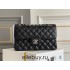 Chanel Classic Flap bag Small 23 Black with silver hardware, Caviar leather, Hass Factory leather, edge stitching, red interior.