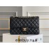 Chanel Classic Flap bag Medium 25 Black with gold hardware, Caviar leather, Hass Factory leather, edge stitching, red interior.