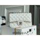 Chanel Classic Flap bag Mini 20 White with silver hardware, Caviar leather, Hass Factory leather, seamless.