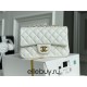 Chanel Classic Flap bag Mini 20 White with gold hardware, Caviar leather, Hass Factory leather, seamless.