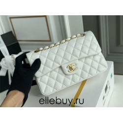 Chanel Classic Flap bag Small 23 White with gold hardware, Caviar leather, Hass Factory leather, seamless.