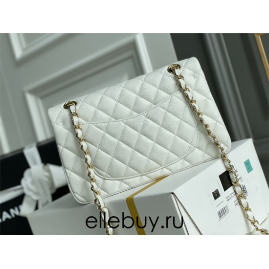 Chanel Classic Flap bag Small 23 White with gold hardware, Caviar leather, Hass Factory leather, seamless.