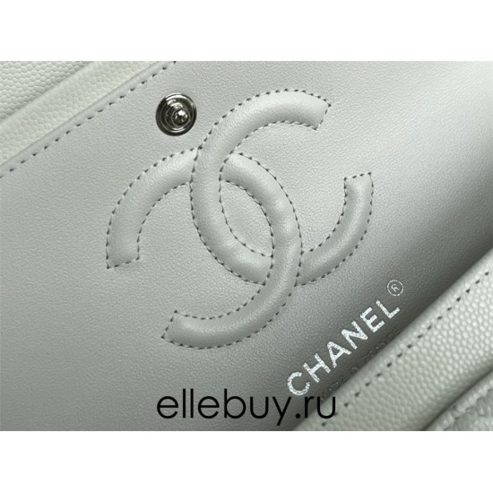 Chanel Classic Flap bag Small 23 White with silver hardware, Caviar leather, Hass Factory leather, seamless.