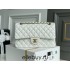 Chanel Classic Flap bag Medium 25 White with gold hardware, Caviar leather, Hass Factory leather, seamless.