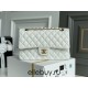 Chanel Classic Flap bag Medium 25 White with gold hardware, Caviar leather, Hass Factory leather, seamless.