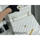 Chanel Classic Flap bag Medium 25 White with gold hardware, Caviar leather, Hass Factory leather, seamless.