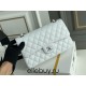 Chanel Classic Flap bag Medium 25 White with silver hardware, Caviar leather, Hass Factory leather, edge stitching.