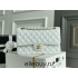 Chanel Classic Flap bag Medium 25 White with gold hardware, Caviar leather, Hass Factory leather, edge stitching.