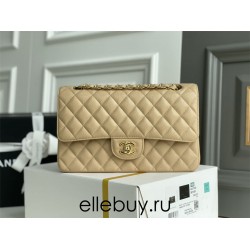 Chanel Classic Flap bag Medium 25 Beige with gold hardware, Caviar leather, Hass Factory leather, edge stitching.