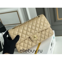 Chanel Classic Flap bag Medium 25 Beige with gold hardware, Caviar leather, Hass Factory leather, edge stitching.