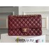 Chanel Classic Flap bag Medium 25 Red with gold hardware, Caviar leather, Hass Factory leather, edge stitching.