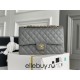 Chanel Classic Flap bag Medium 25 Gray with gold hardware, Caviar leather, Hass Factory leather, edge stitching.