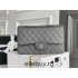 Chanel Classic Flap bag Medium 25 Gray with silver hardware, Caviar leather, Hass Factory leather, edge stitching.