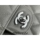 Chanel Classic Flap bag Medium 25 Gray with silver hardware, Caviar leather, Hass Factory leather, edge stitching.