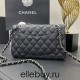 Chanel Classic Flap bag Small 23 Black with silver hardware, Caviar leather, seamless, red interior.