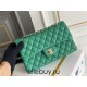 Chanel Classic Flap bag Medium 25 Green with champagne gold hardware, Caviar leather, Hass Factory leather, seamless.