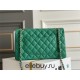 Chanel Classic Flap bag Medium 25 Green with champagne gold hardware, Caviar leather, Hass Factory leather, seamless.