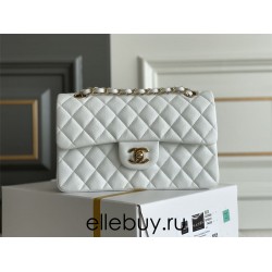 Chanel Classic Flap bag Small 23 White with champagne gold hardware, Caviar leather, Hass Factory leather, seamless.