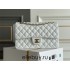 Chanel Classic Flap bag Medium 25 White with champagne gold hardware, Caviar leather, Hass Factory leather, seamless.